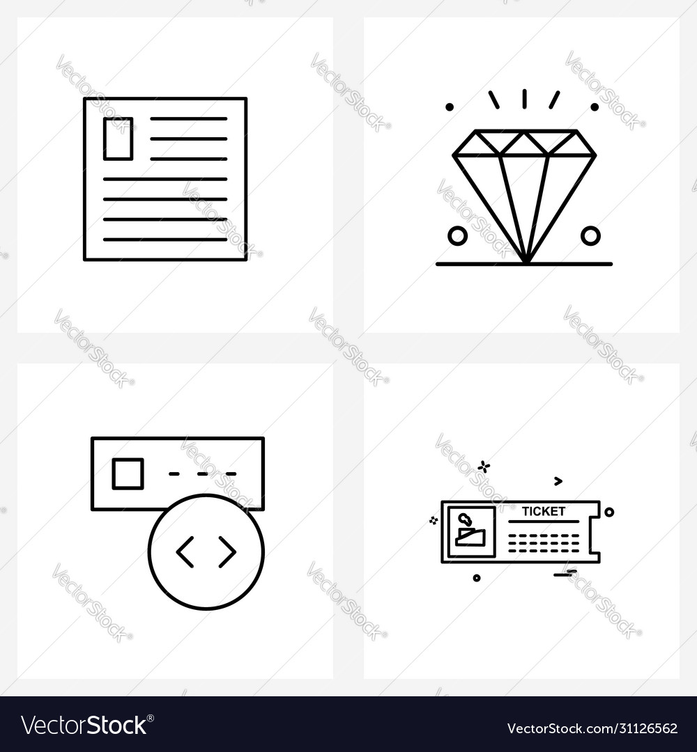 Set 4 simple line icons break storage image