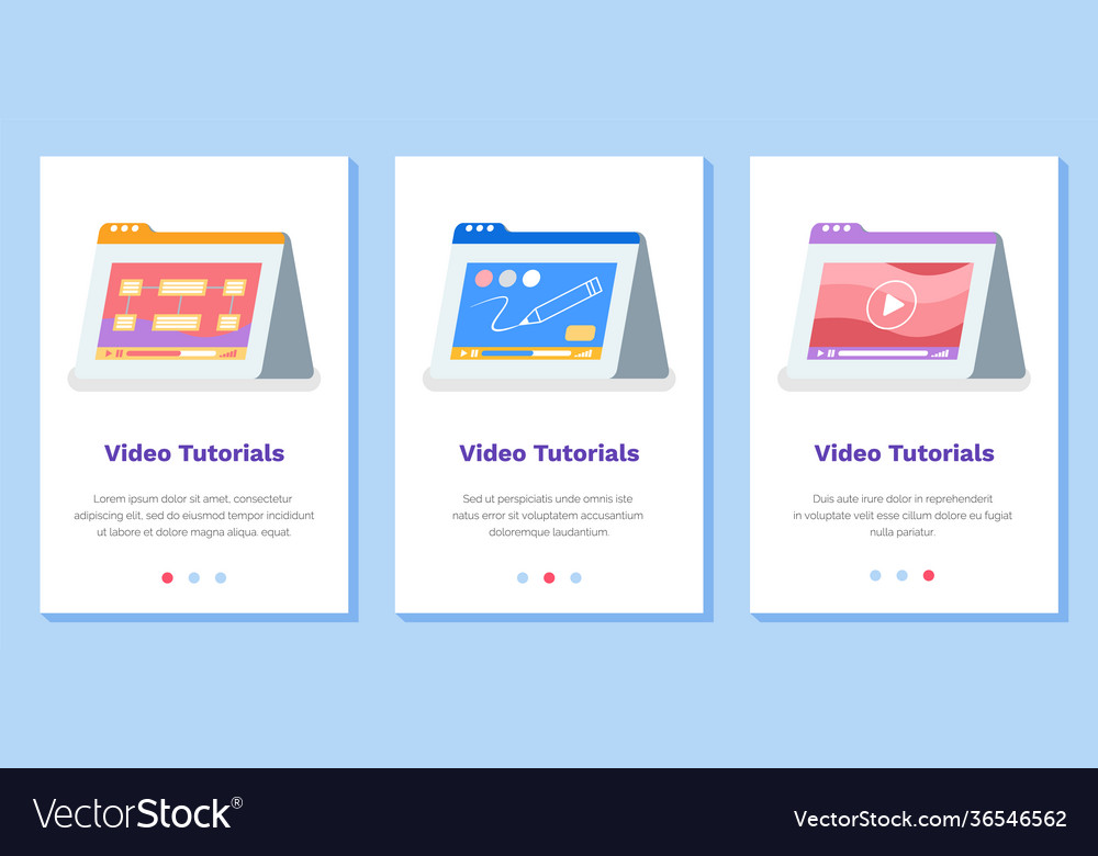 Set about online video tutorials vector image Set about online video tutorials