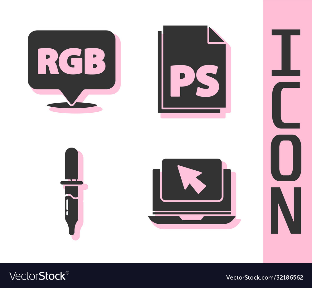 Set laptop and cursor speech bubble with rgb vector image Set laptop and cursor speech bubble with rgb