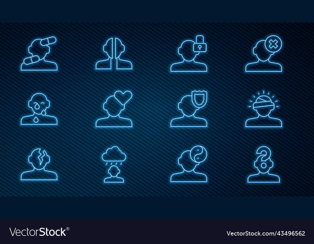 Set line human with question mark concussion vector image Set line human with question mark concussion