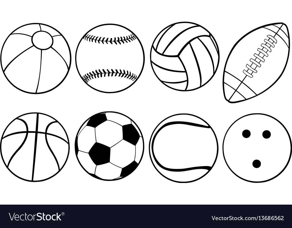 Set of different game balls Royalty Free Vector Image