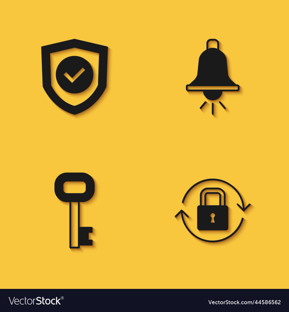 Set shield with check mark lock old key vector image Set shield with check mark lock old key