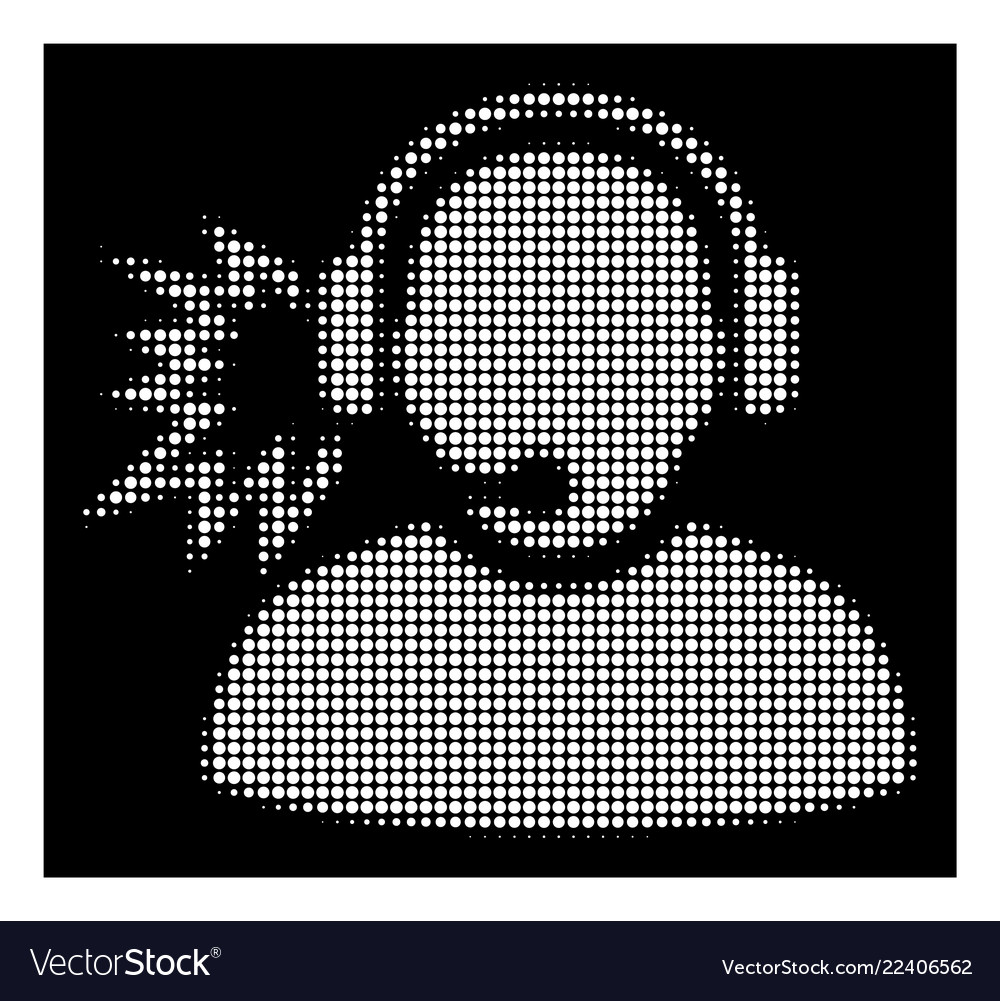 White halftone operator message icon