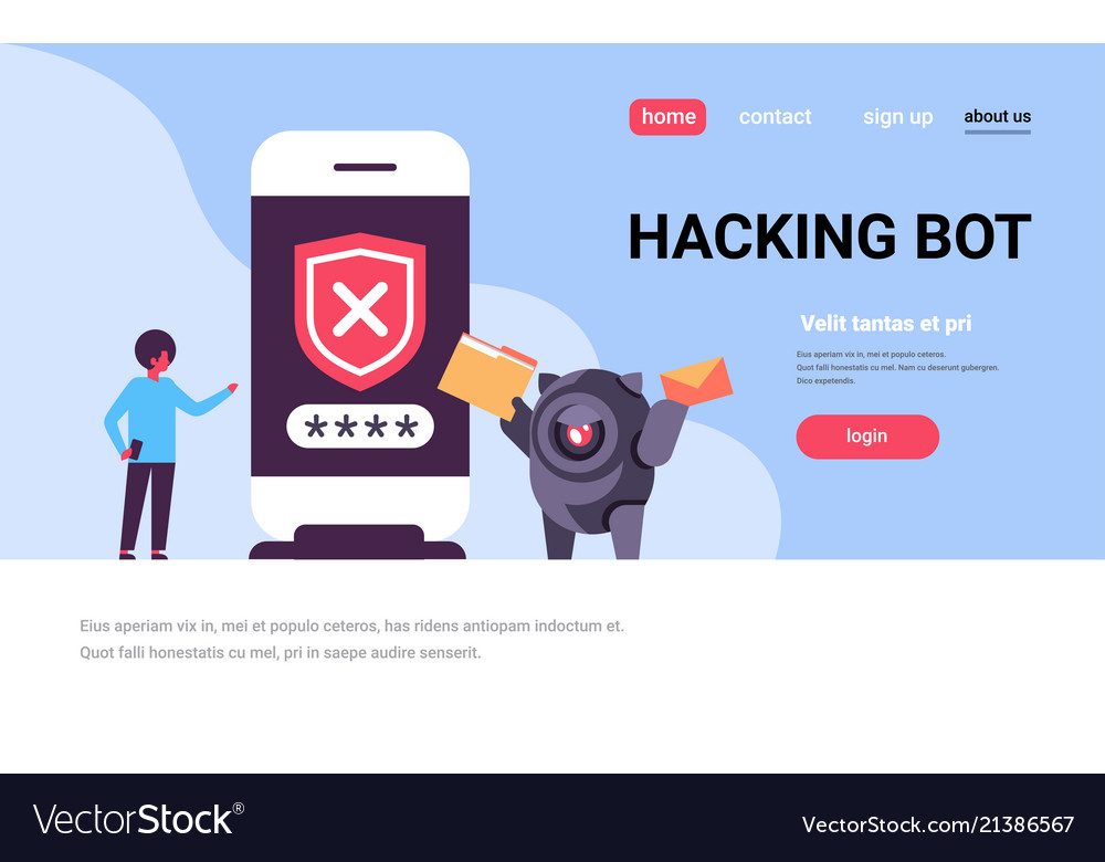 African man incorrect password hacking bot vector image African man incorrect password hacking bot