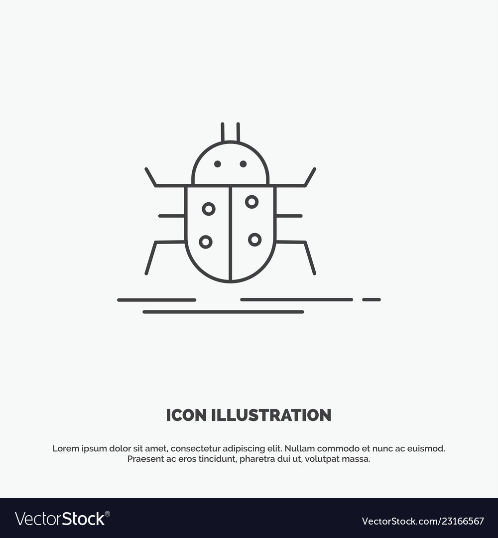 Bug bugs insect testing virus icon line gray vector image Bug bugs insect testing virus icon line gray