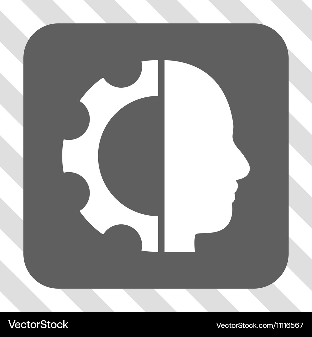 Cyborg gear rounded square button Royalty Free Vector Image