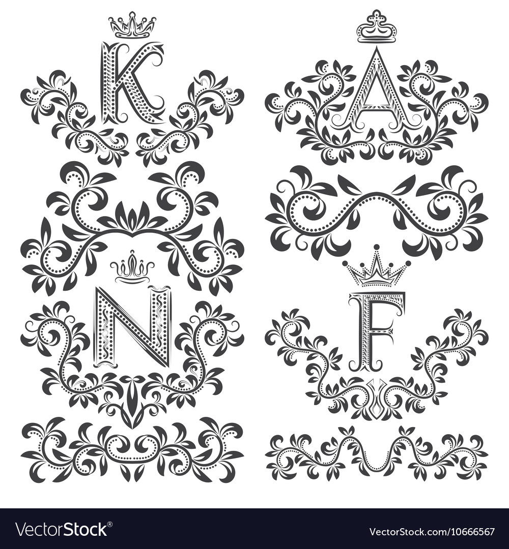 Design ornamental elements and monograms set