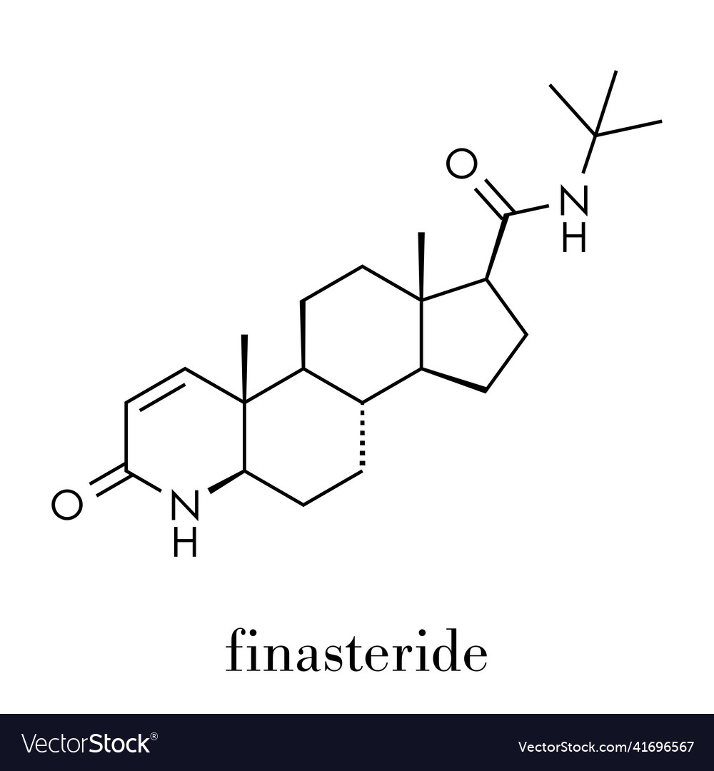 Finasteride male pattern baldness drug molecule Vector Image