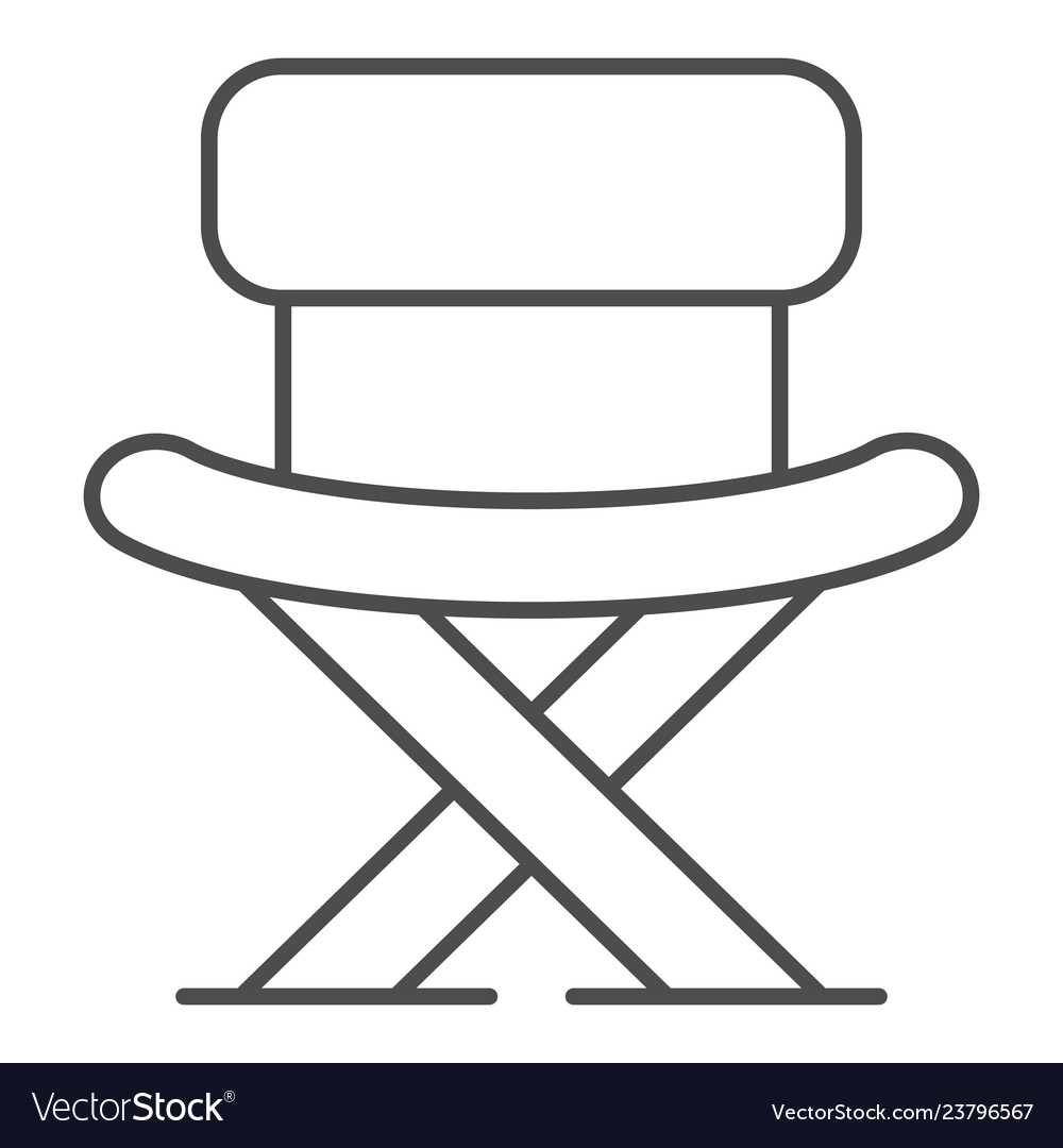 Fishing chair thin line icon folding Royalty Free Vector