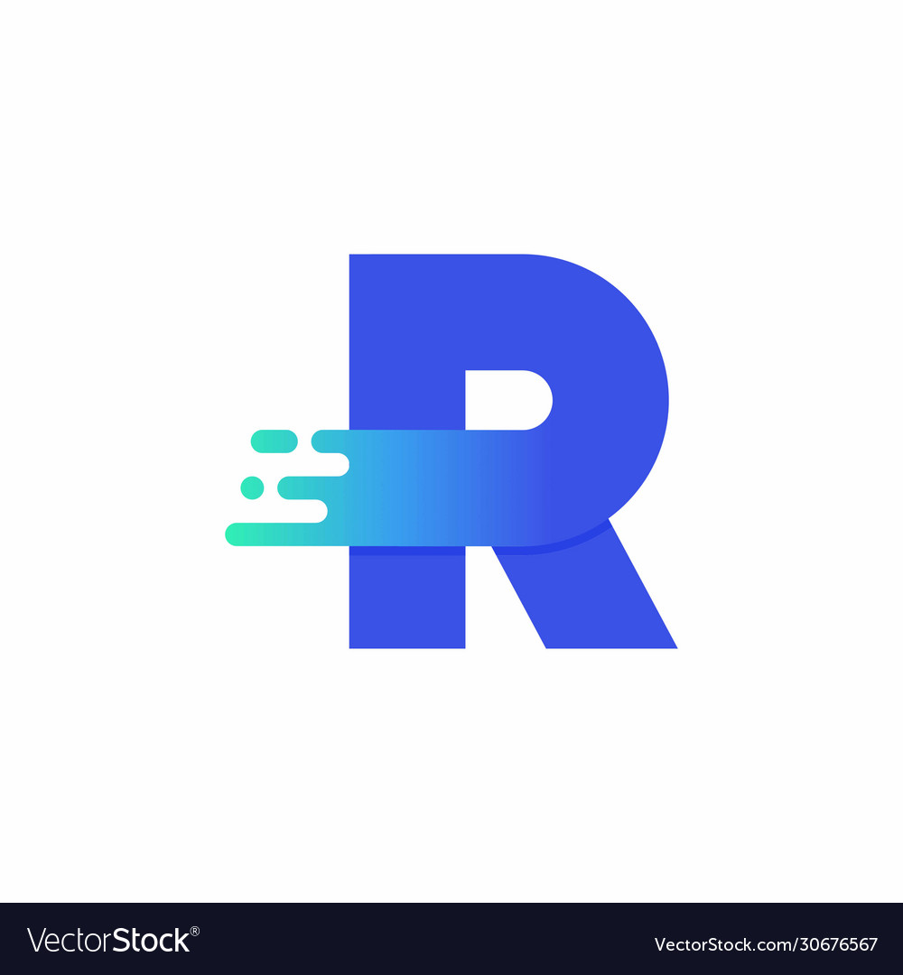 Letter r design in blue green gradient