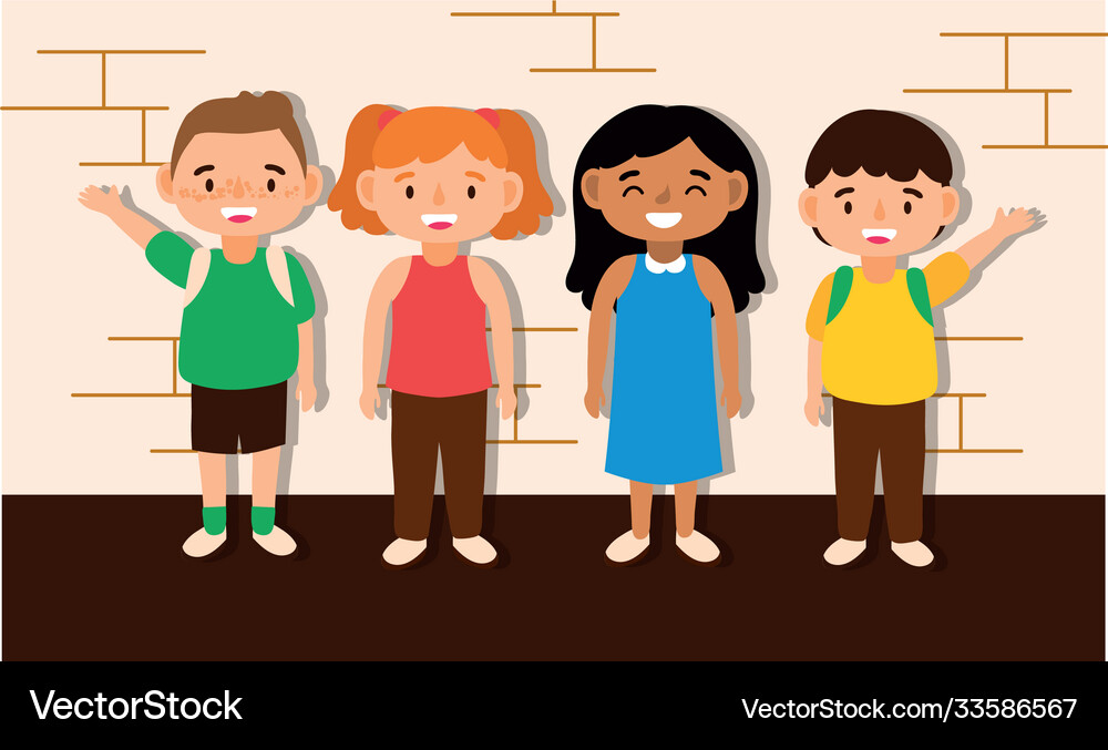 Little students kids avatars characters Royalty Free Vector