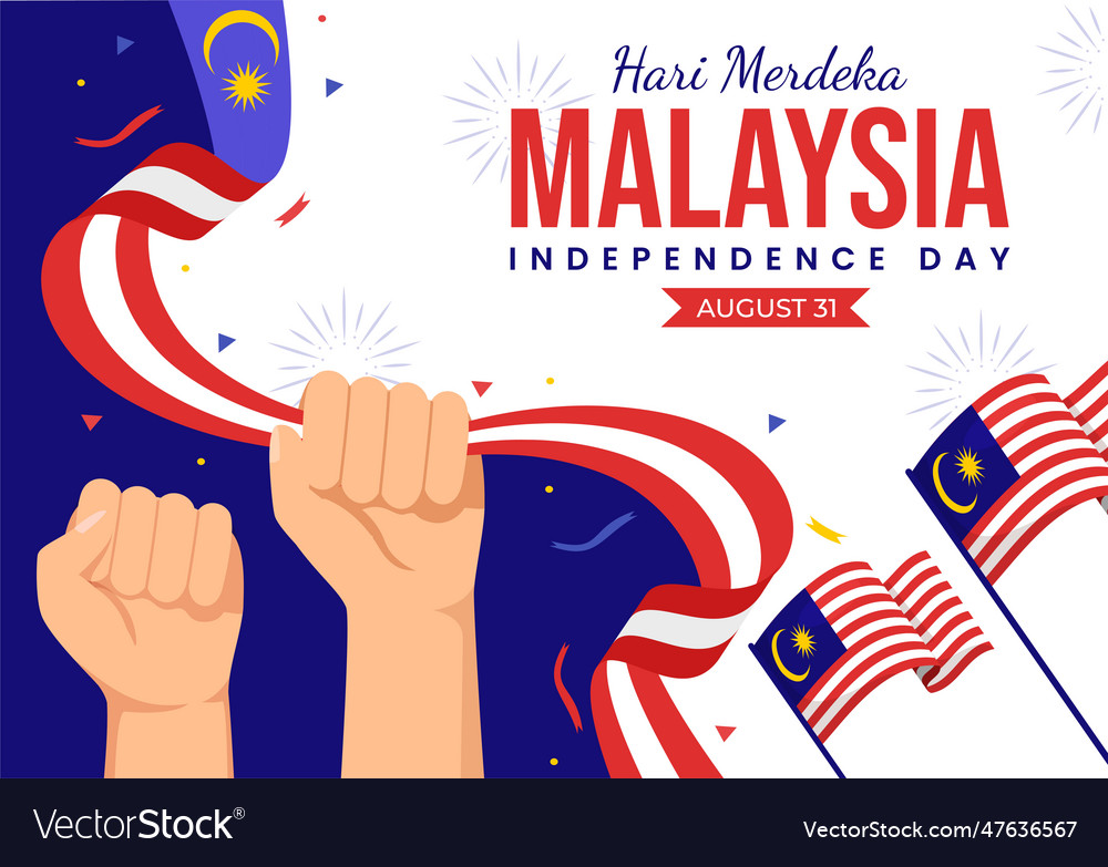 Malaysia independence day on 31 august Royalty Free Vector