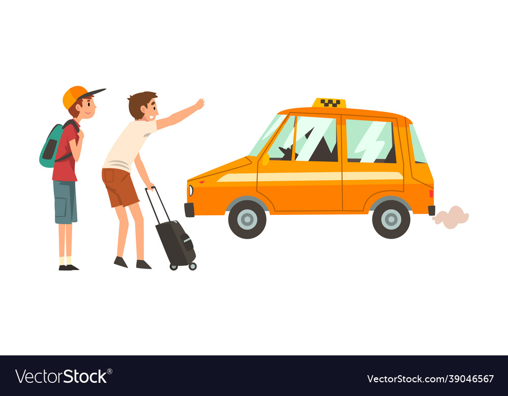 Mann Passagier und orange Taxi Taxi