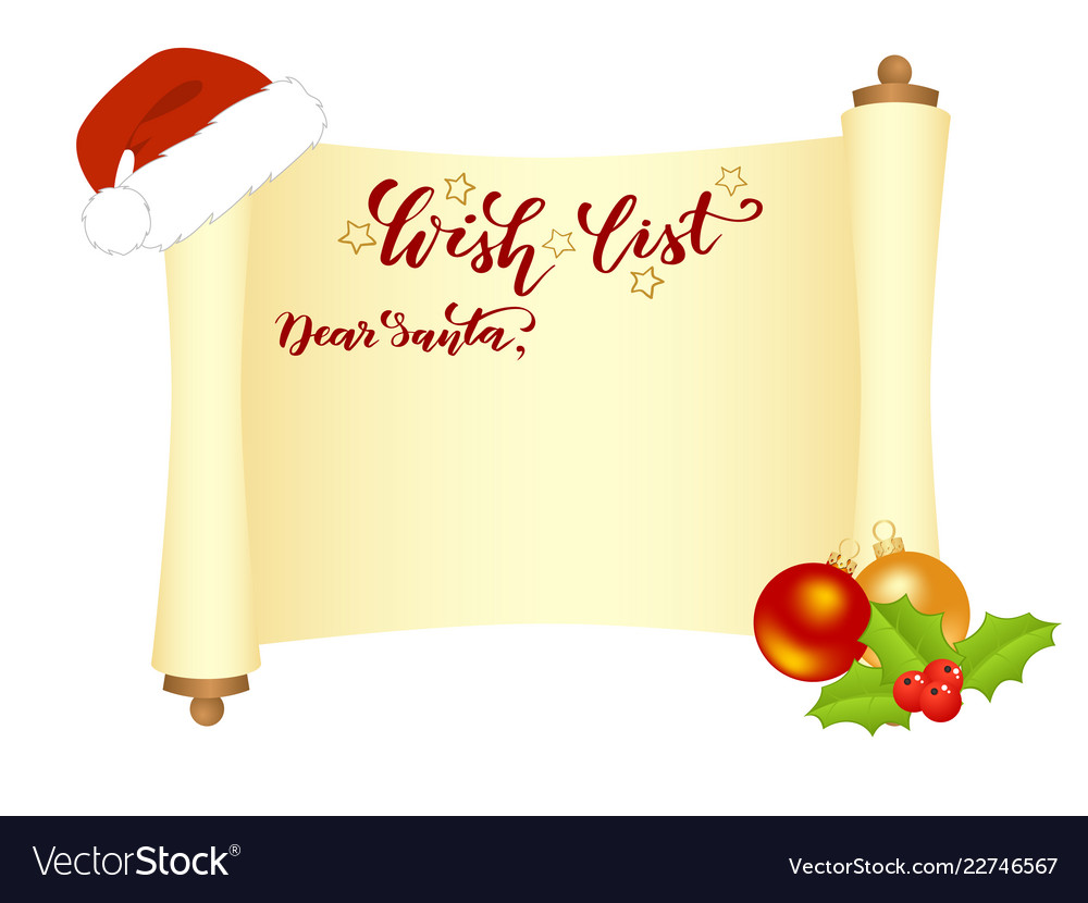 Manuscript wish list Royalty Free Vector Image