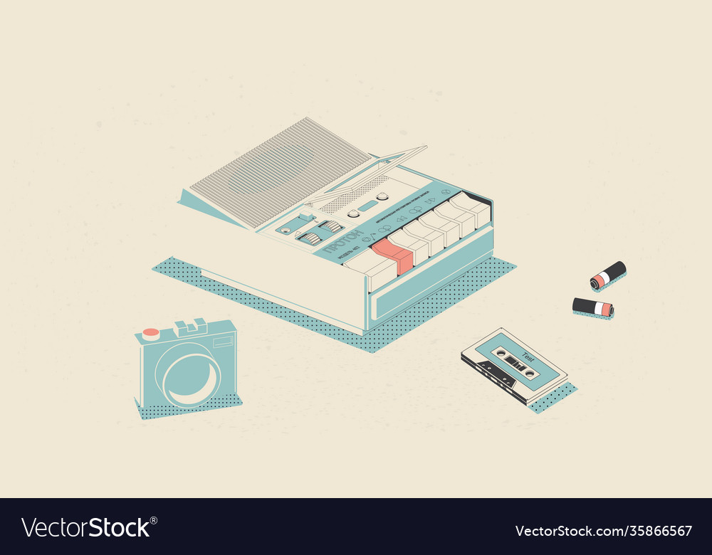 Old vintage radio highly detailed isometric