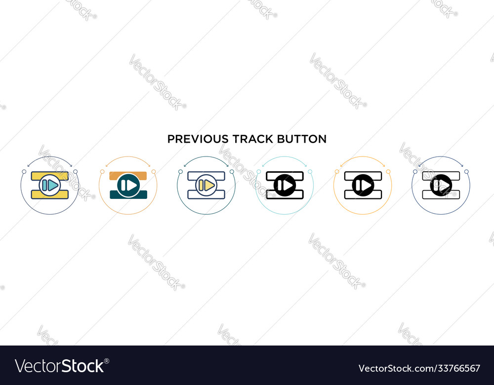 Previous track button icon in filled thin line