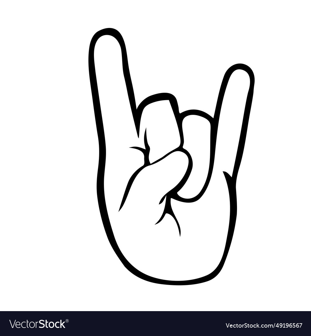 Rock and roll hand gesture line art making Vector Image