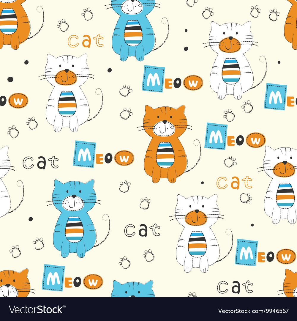 Seamless pattern with cute cats