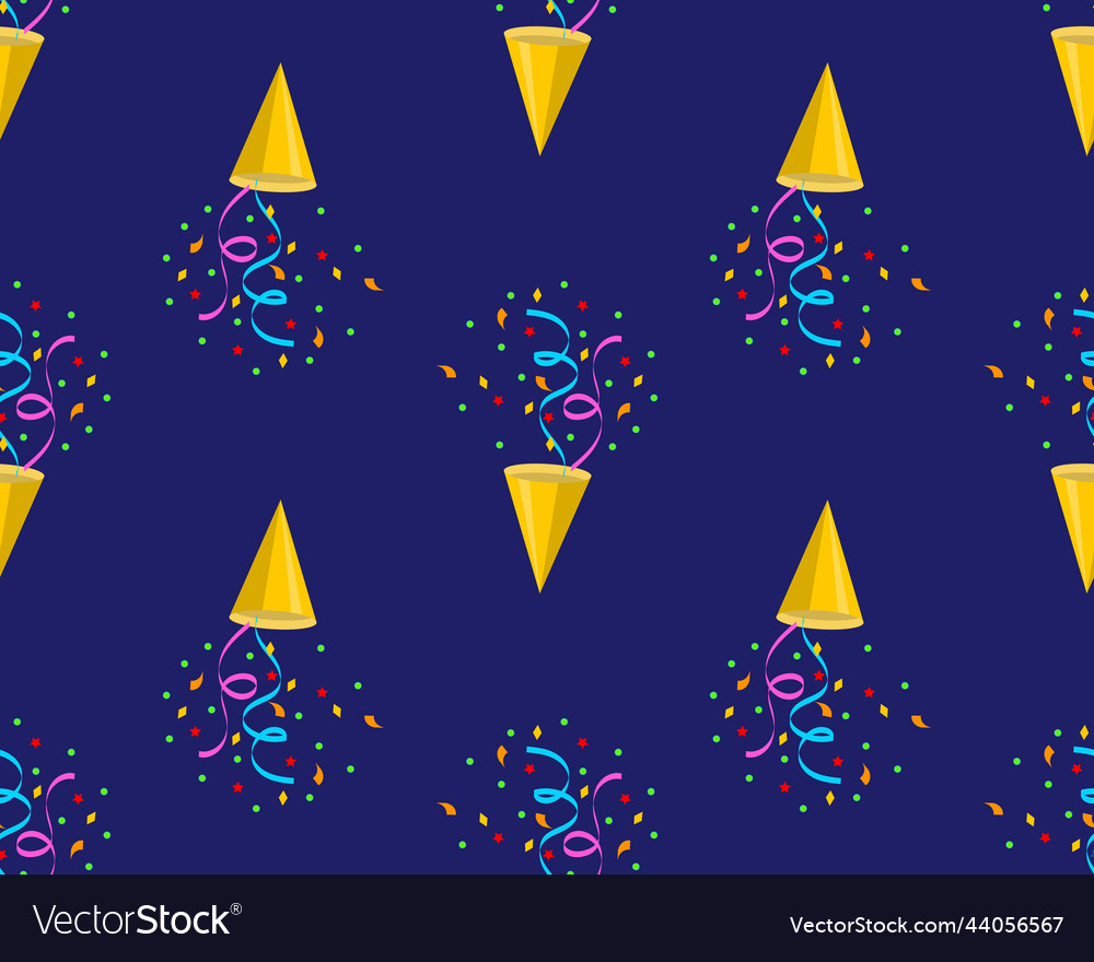 Seamless pattern with firecrackers confetti vector image Seamless pattern with firecrackers confetti