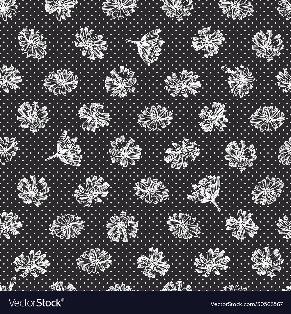 Seamless pattern with realistic botanical chalk vector image Seamless pattern with realistic botanical chalk