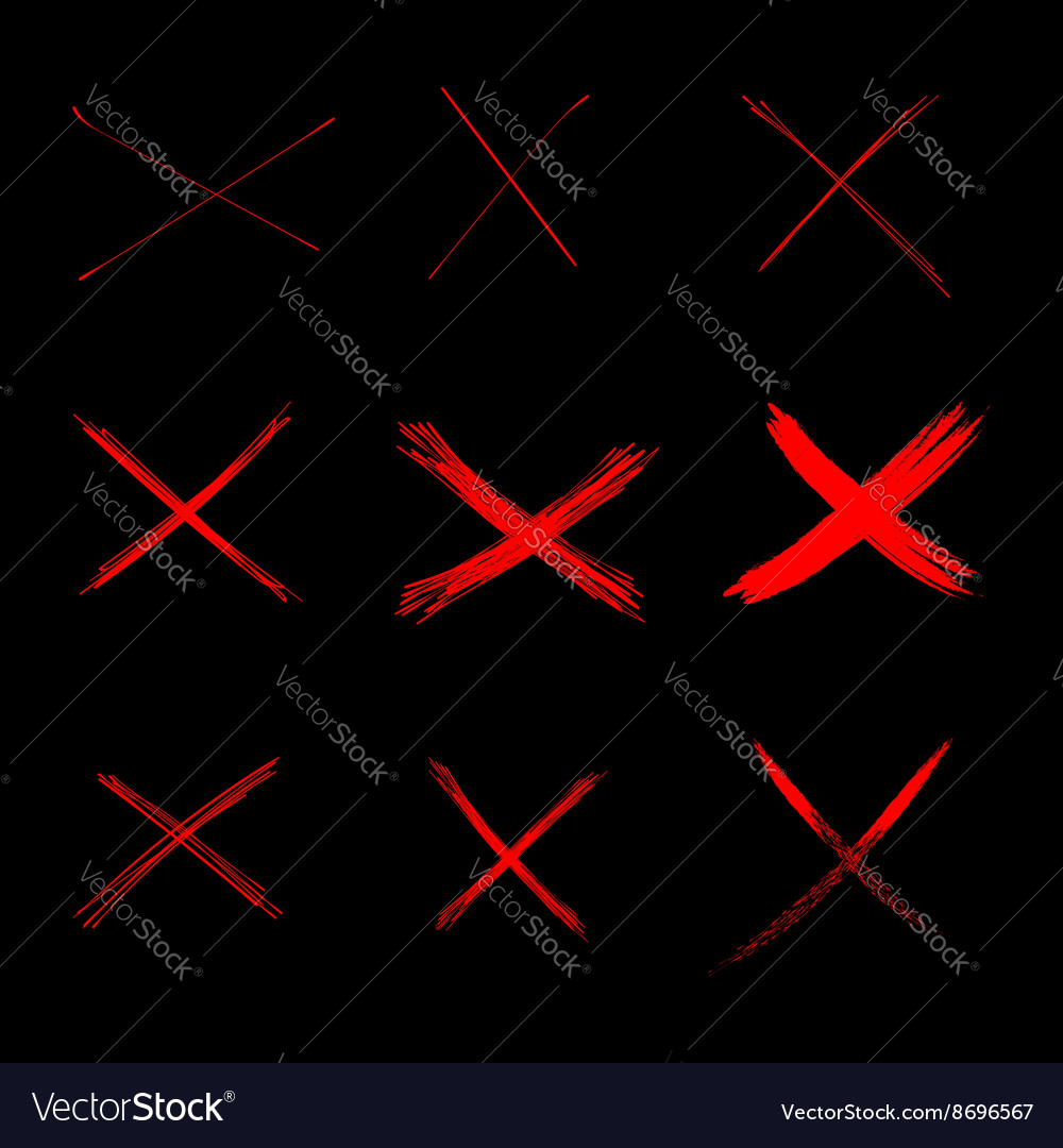 Set abstract sketch red crosses