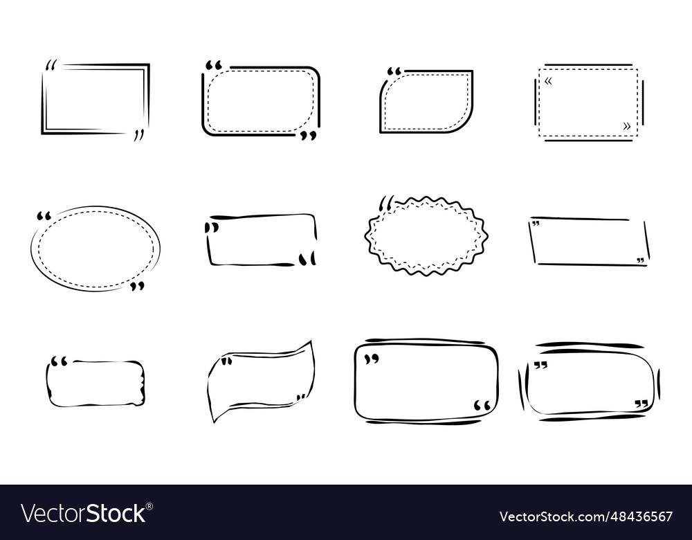 Set quote text box frames border in hand drawn Vector Image Set quote text box frames border in hand drawn