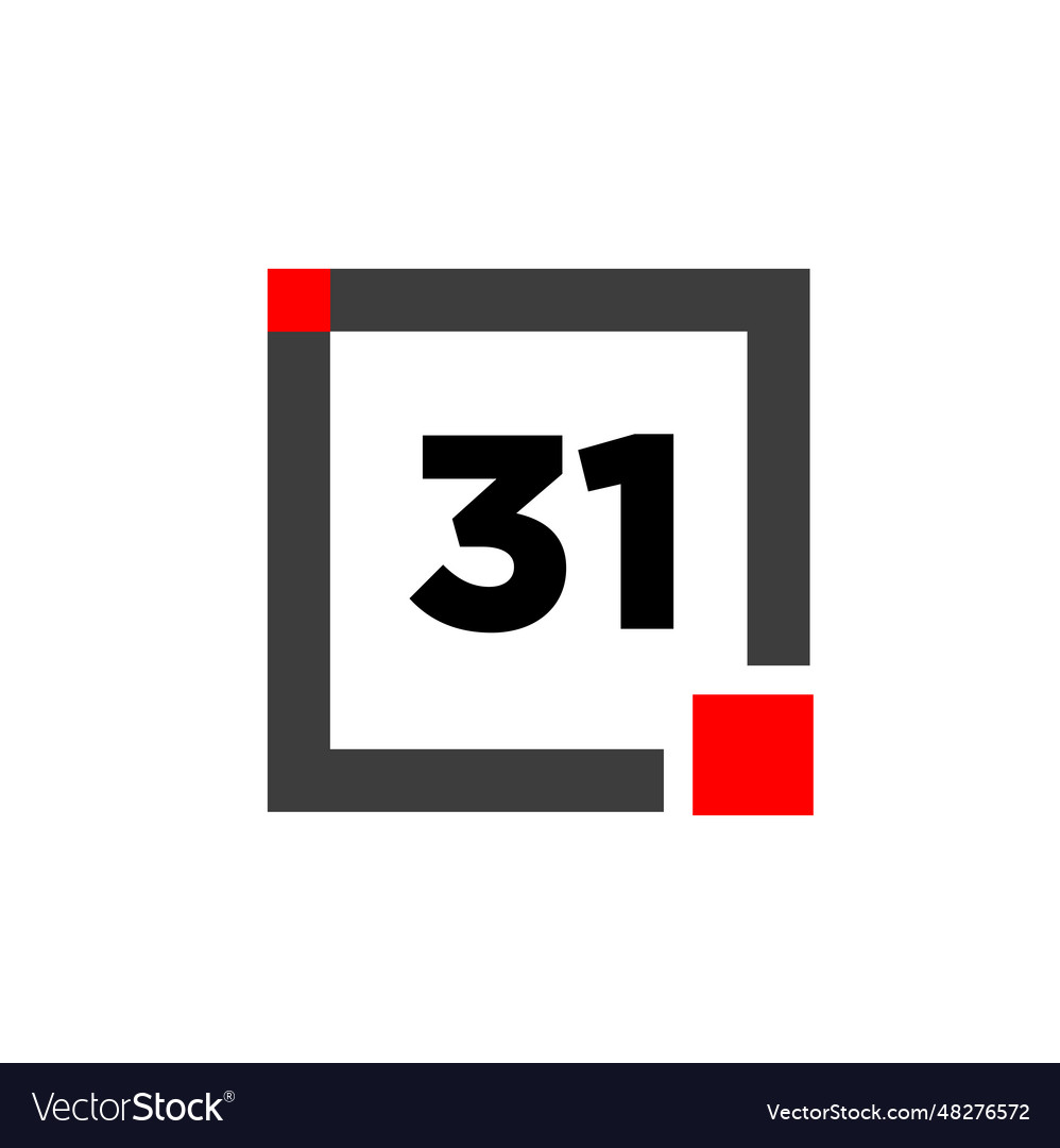 31 number with square icon dot monogram vector image 31 number with square icon dot monogram