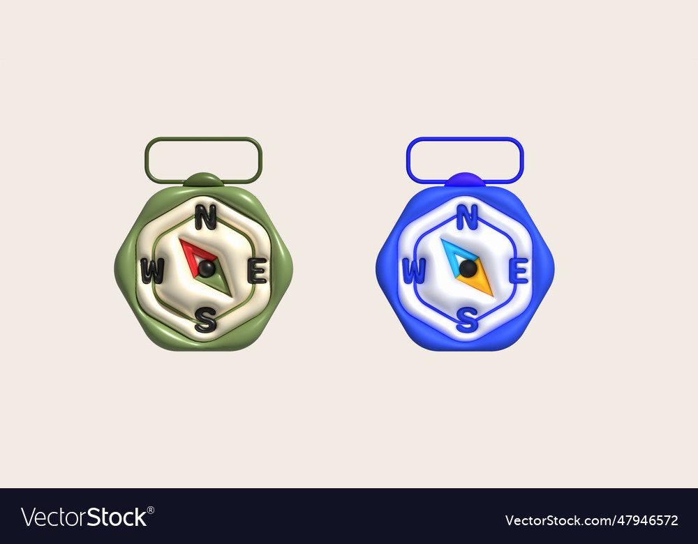 3d compass tool navigation device object vector image 3d compass tool navigation device object