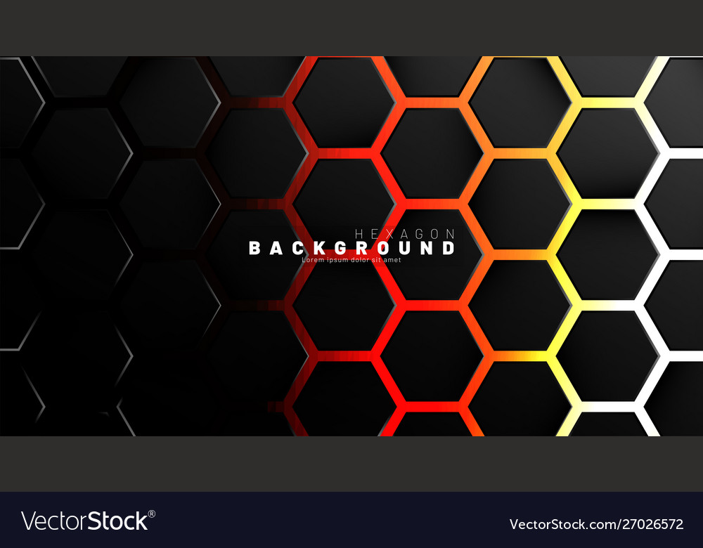 Abstract black hexagon pattern on neon gradient vector image Abstract black hexagon pattern on neon gradient
