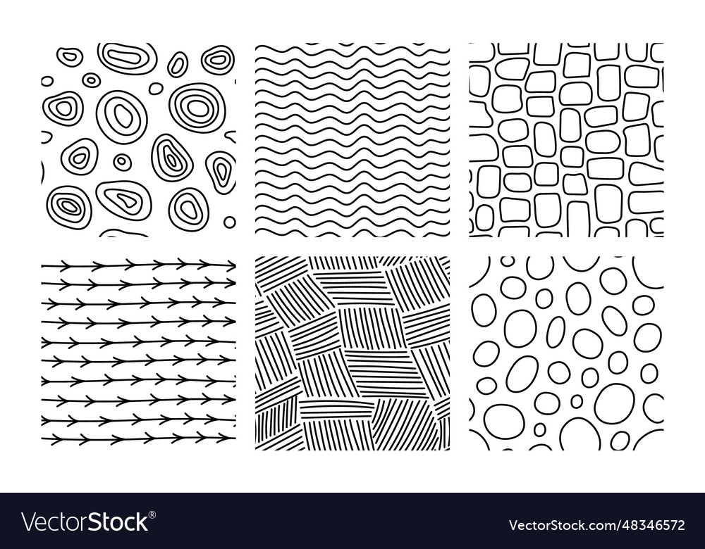 Abstract doodle seamless patterns set Vector Image Abstract doodle seamless patterns set