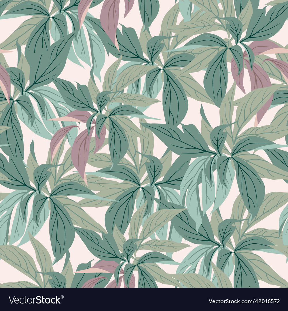 Abstract seamless pattern with leaves and grass