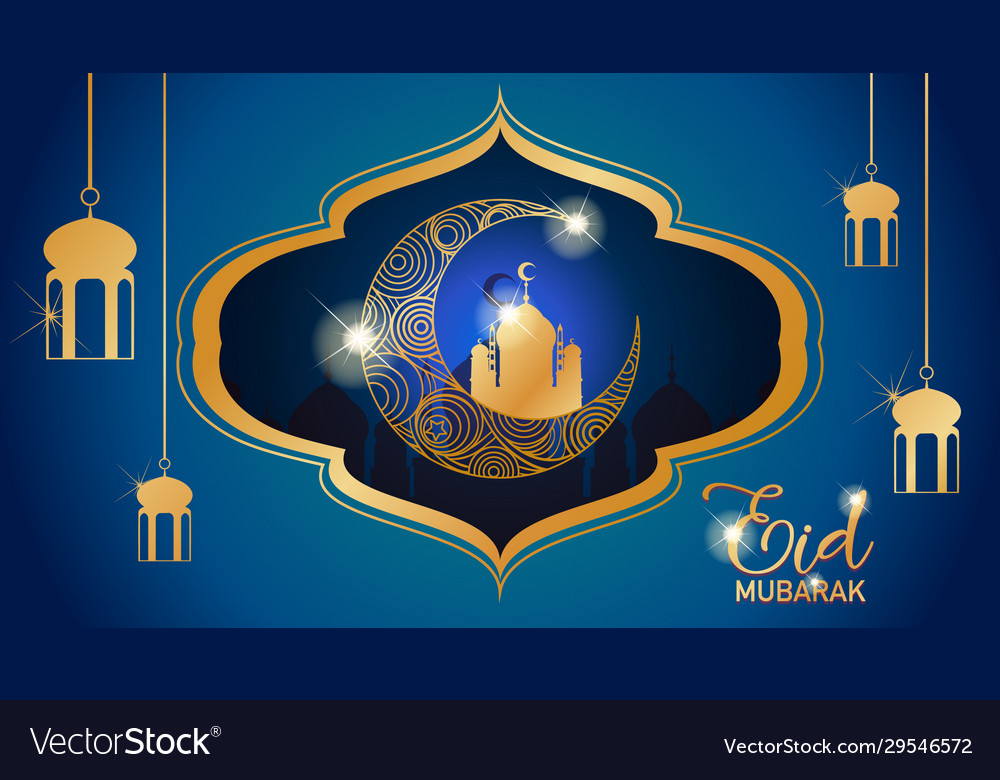 Background design for muslim festival eid mubarak Vector Image