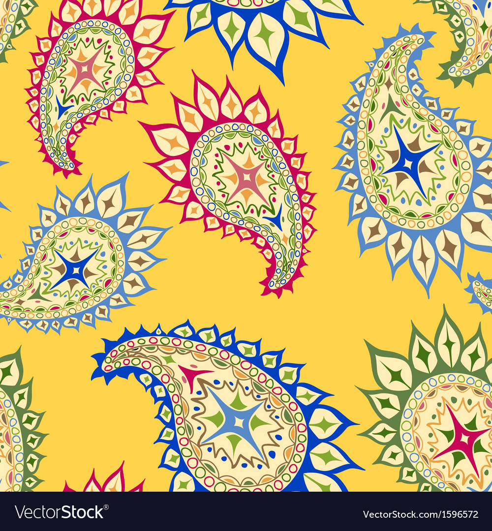 Bright seamless paisley pattern Royalty Free Vector Image