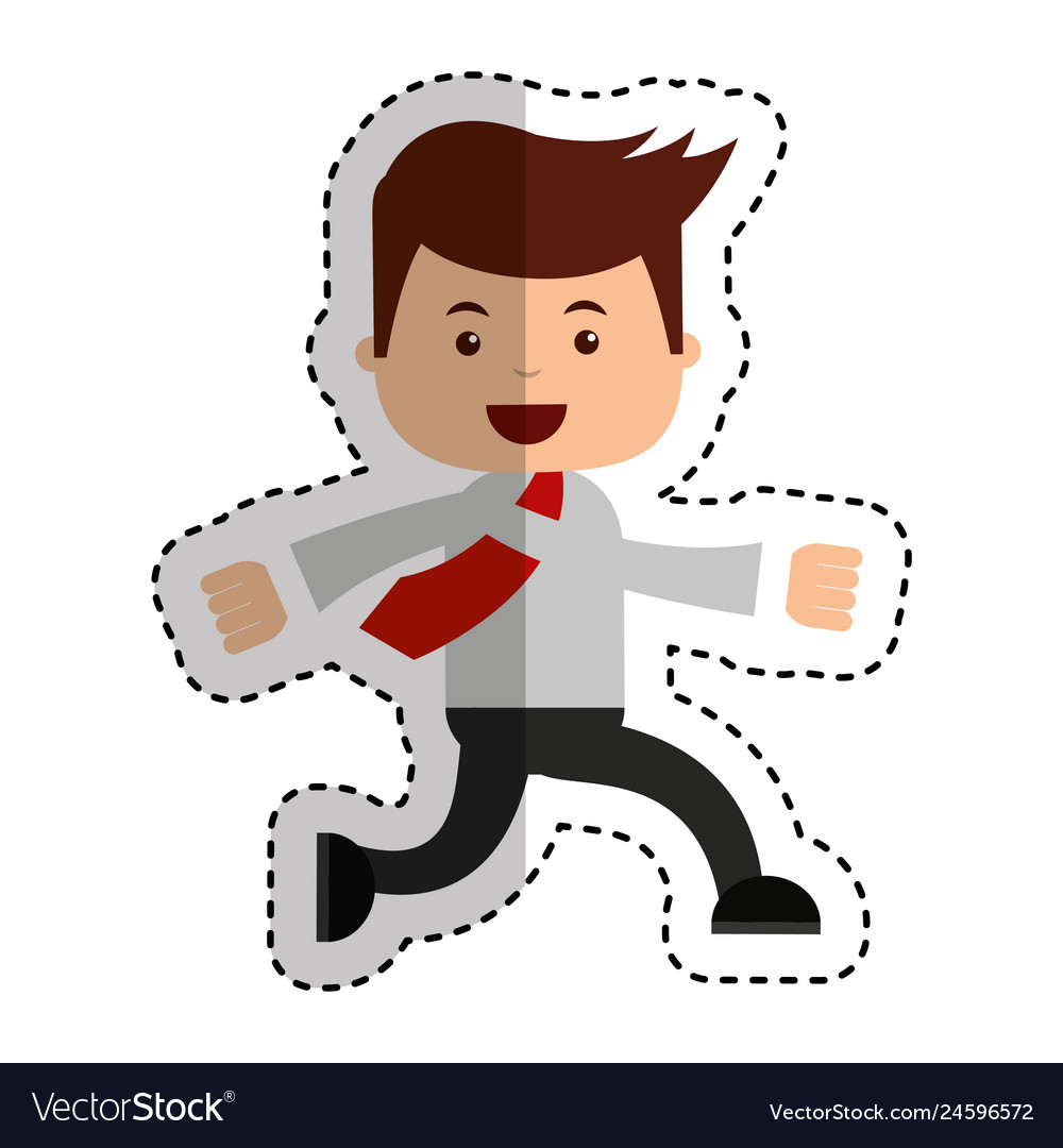 Businessman running funny character icon