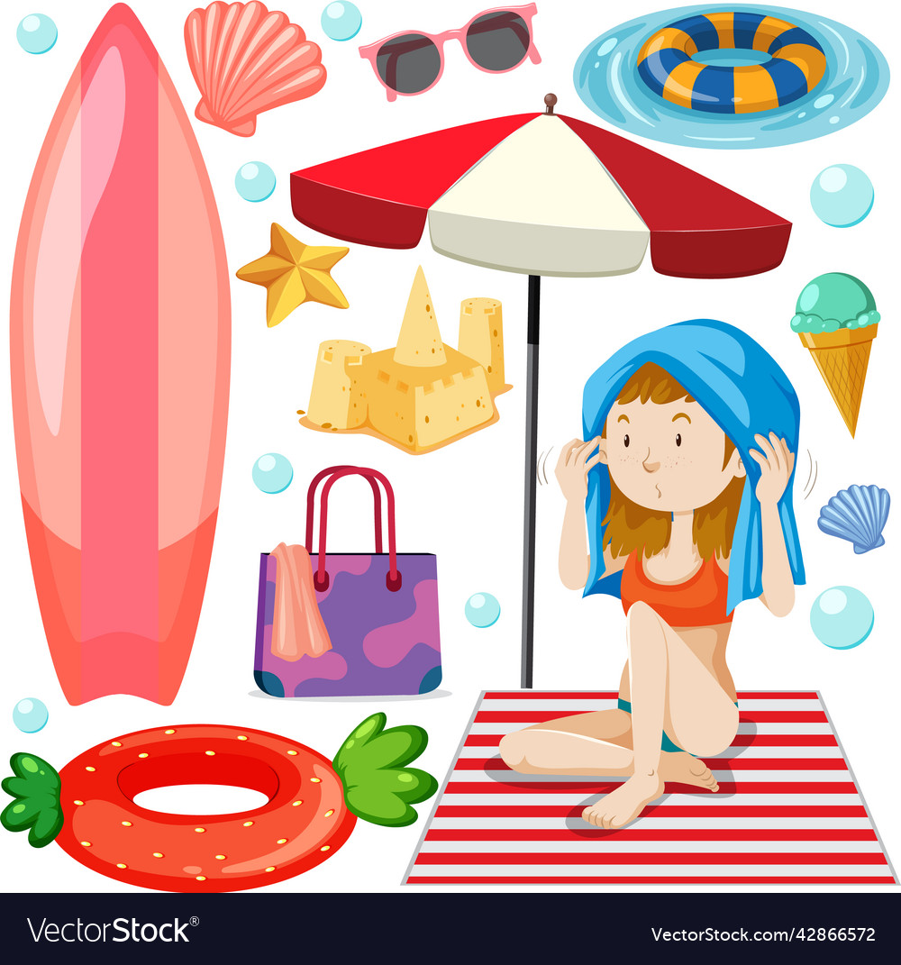 Children and summer objects seamless pattern