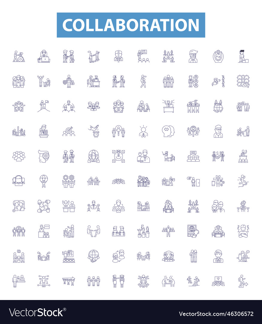 Collaboration Line Icons Zeichen setzen Zusammenarbeit