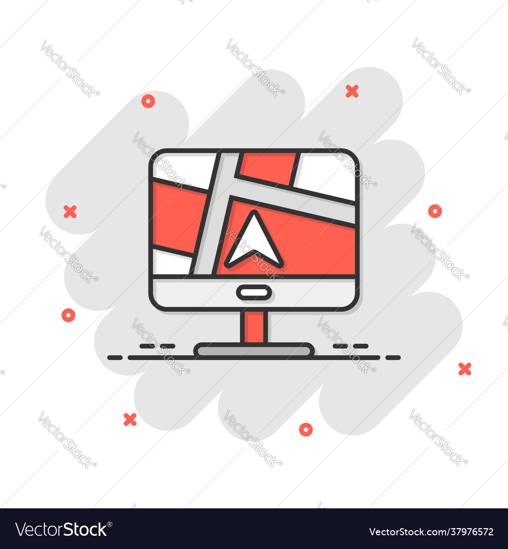 Computer navigation icon in comic style monitor vector image Computer navigation icon in comic style monitor