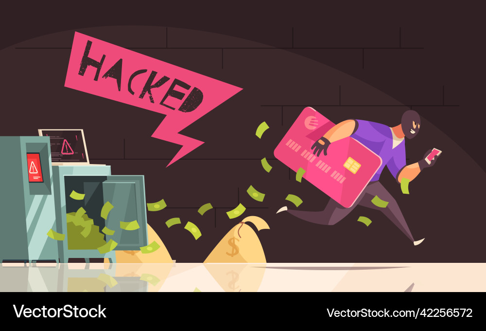Hacker runs away composition Royalty Free Vector Image