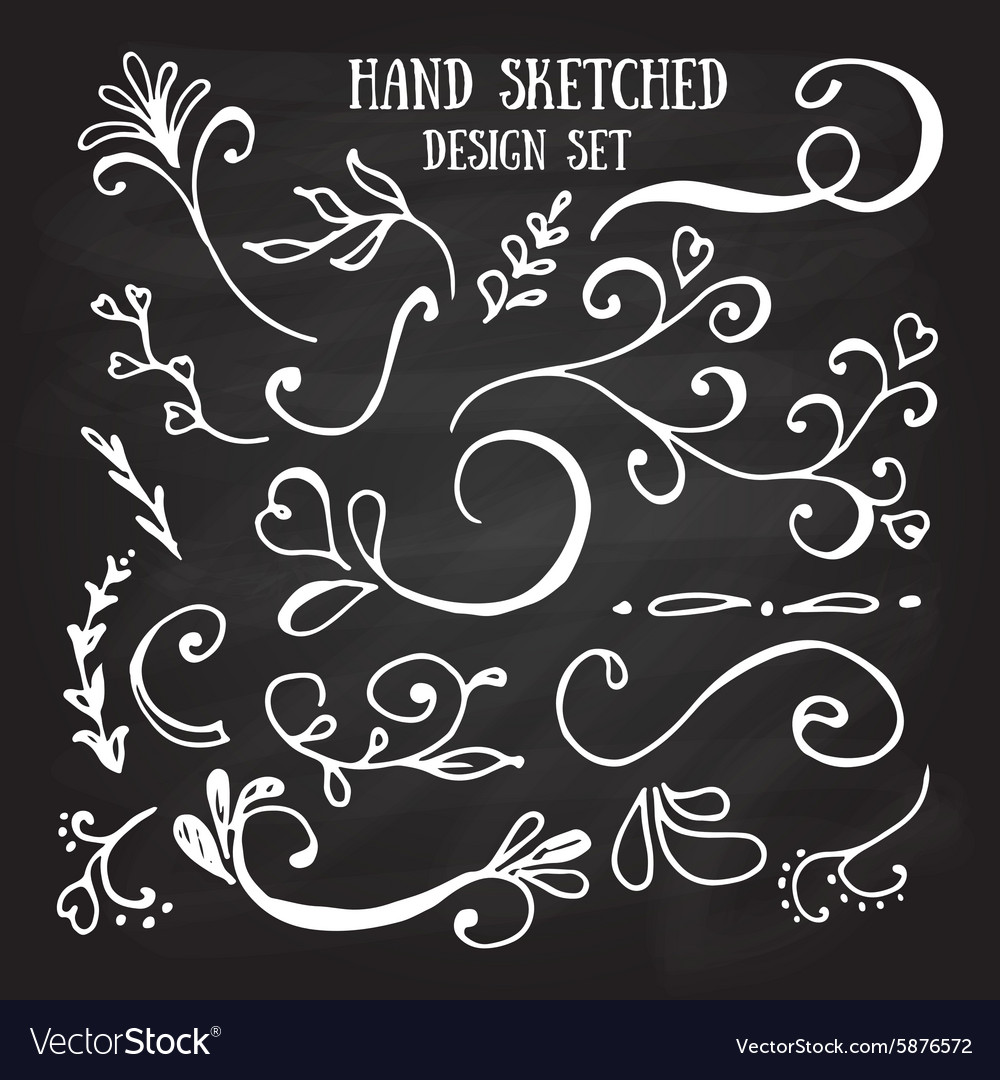 Hand drawn set of vintage elements Royalty Free Vector Image