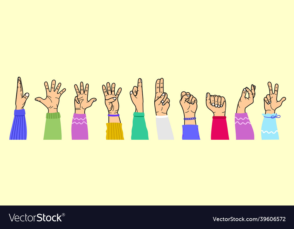 Hands with different gestures vector image Hands with different gestures