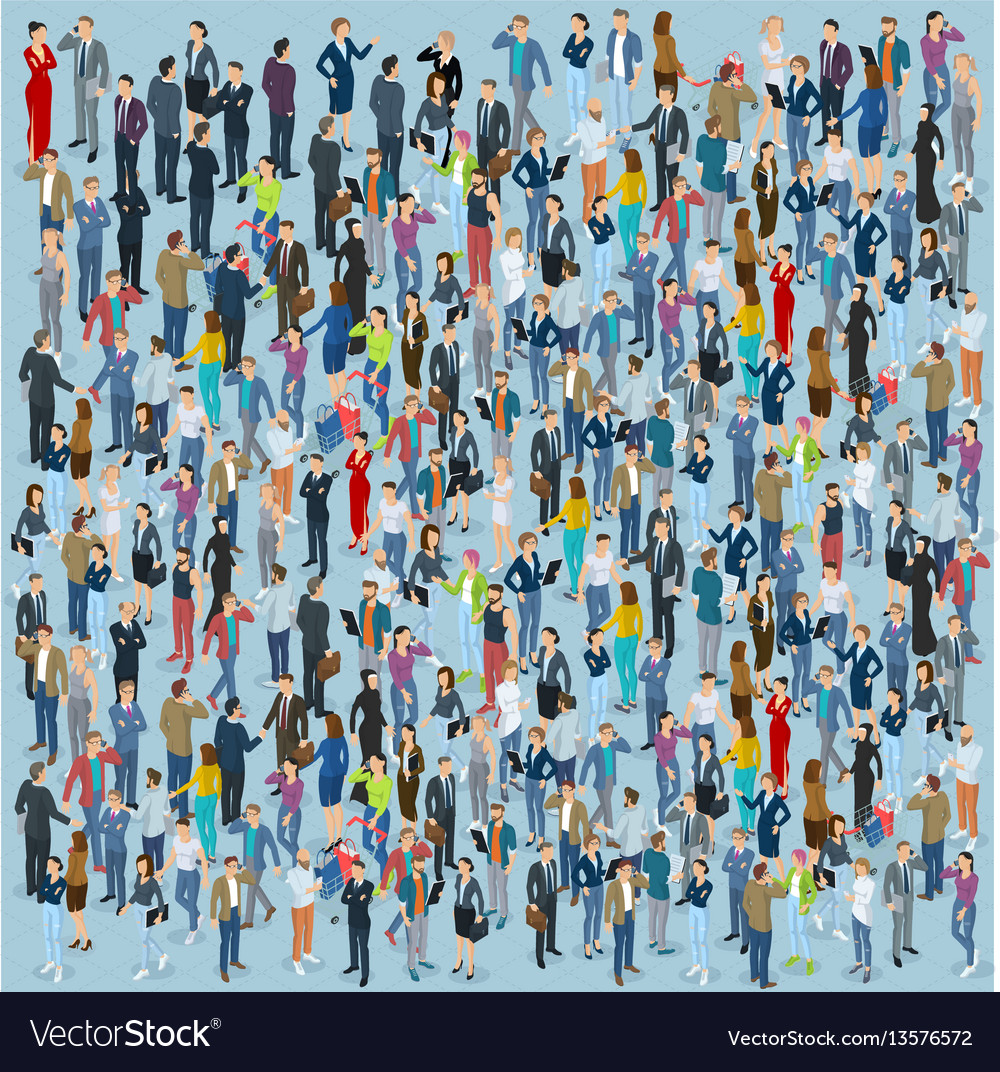 Isometric people crowd Royalty Free Vector Image