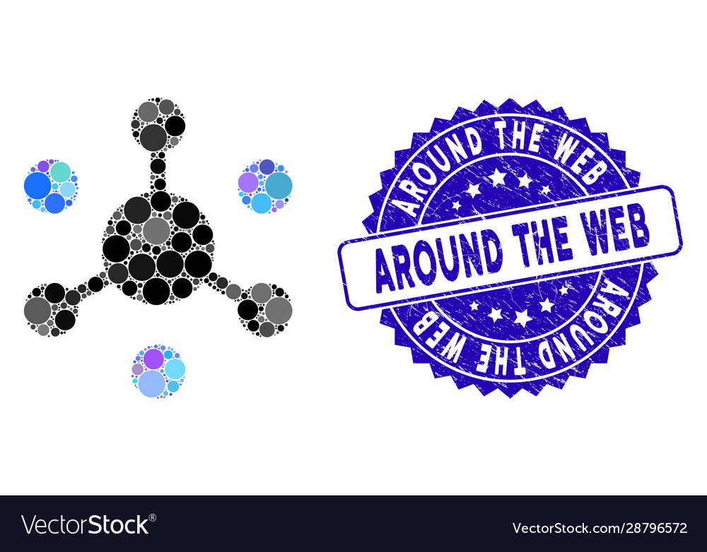 Mosaic data network icon with textured around vector image Mosaic data network icon with textured around