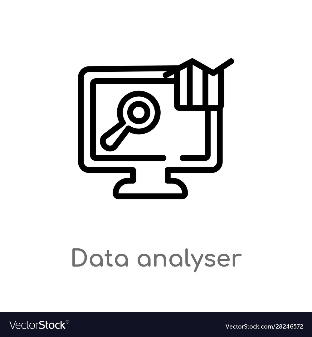 Outline data analyser icon isolated black simple vector image Outline data analyser icon isolated black simple