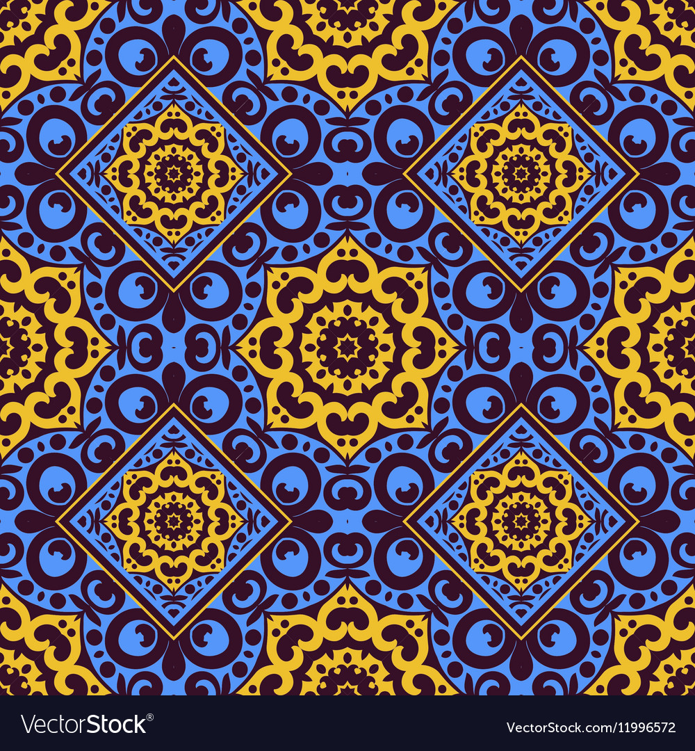 Seamless pattern with bright ornament tile Vector Image