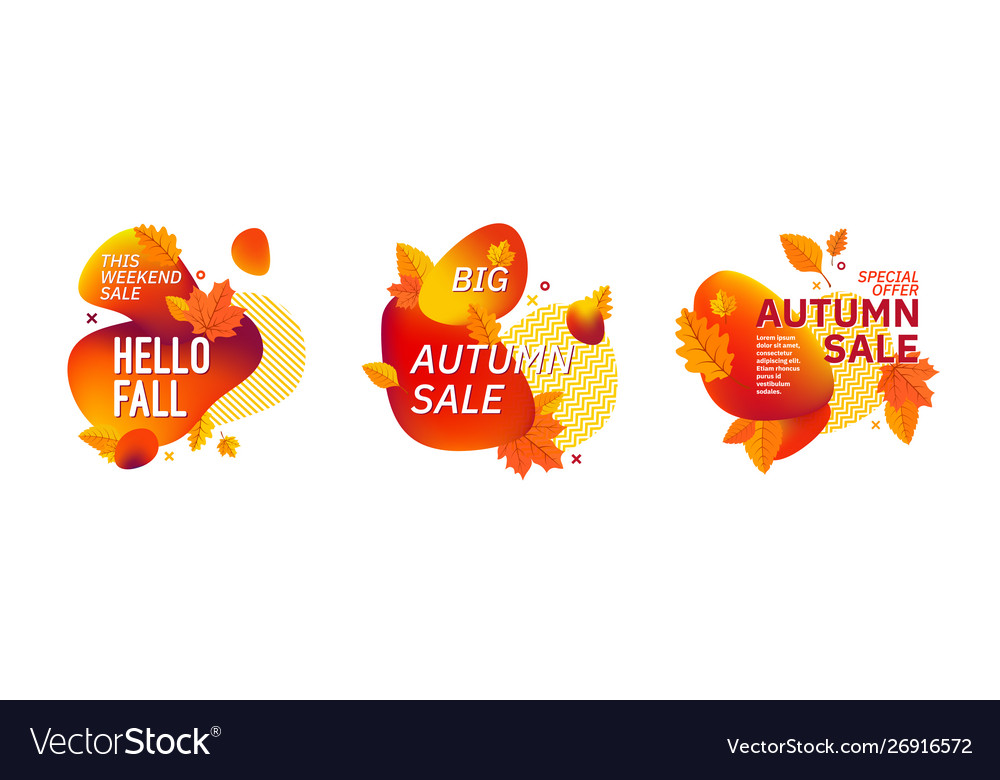 Set autumn fall season abstract backgrounds