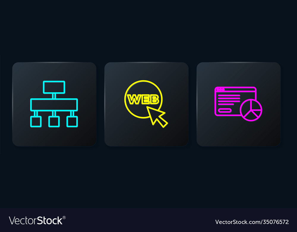 Set line site map website statistic vector image Set line site map website statistic