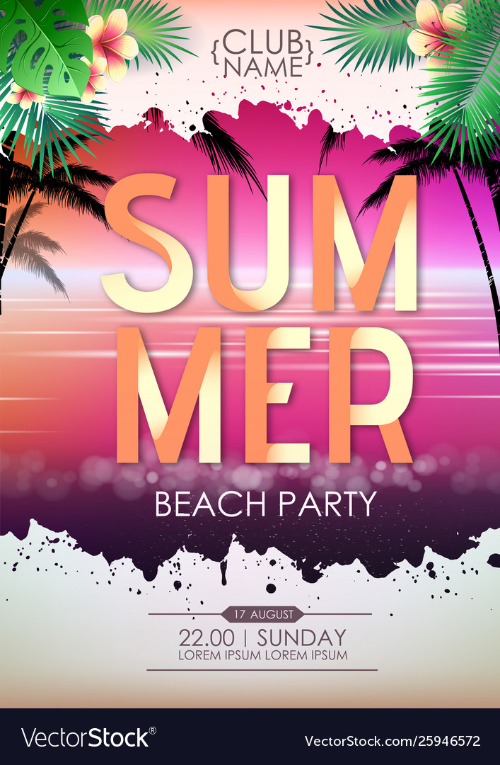 Summer disco cocktail beach party poster Vector Image