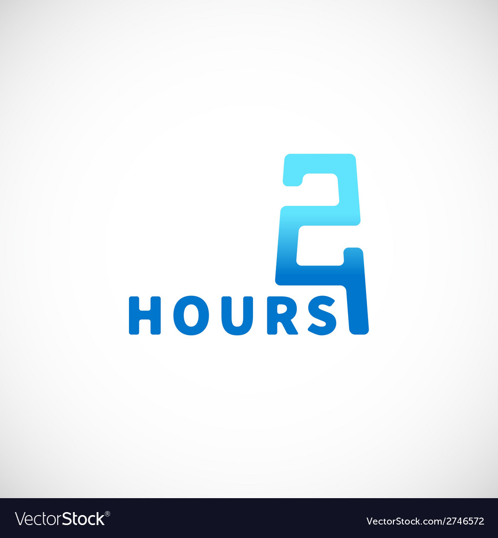 Twenty four hours symbol icon or signboard Vector Image