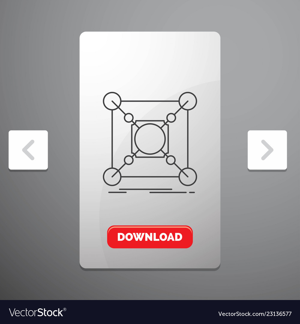 Base center connection data hub line icon vector image Base center connection data hub line icon