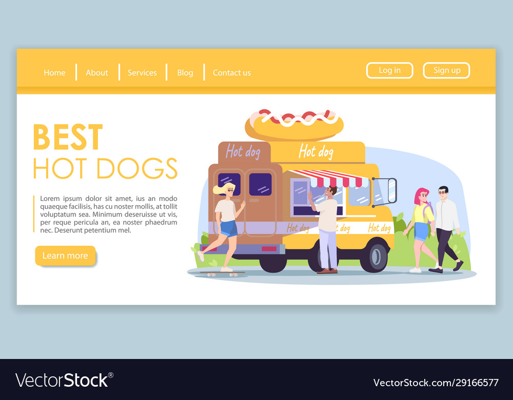 Best hot dogs landing page template fastfood vector image Best hot dogs landing page template fastfood